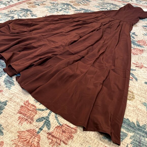 ESSE STUDIOS brown Illi strap-less drop waist silk dress, UK 6, US XS - Picture 5 of 7